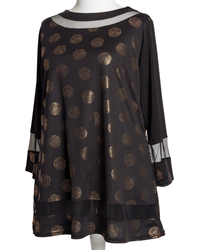 Официална празнична туника със златисти точки в големи размери