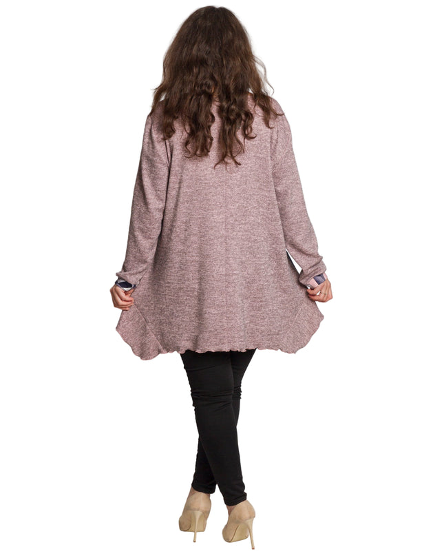 Разкроена туника в големи размери в цвят пудра