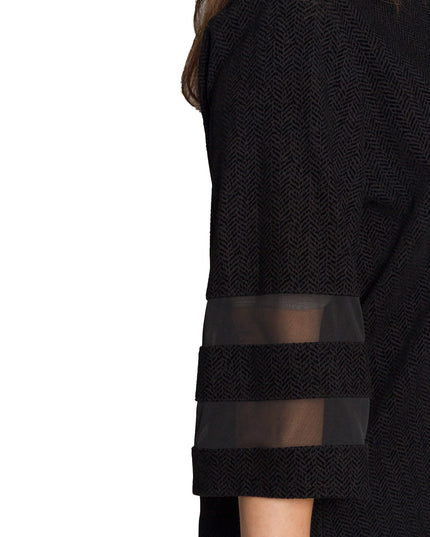 Елегантно черно сако с цип и прозрачни ленти по ръкавите