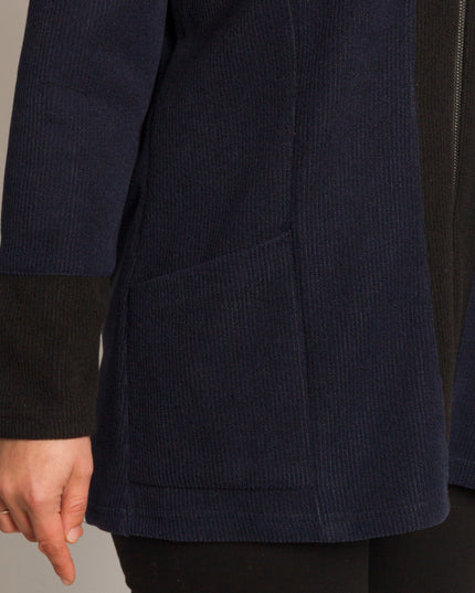 Дамски жакет в големи размери в тъмносин цвят