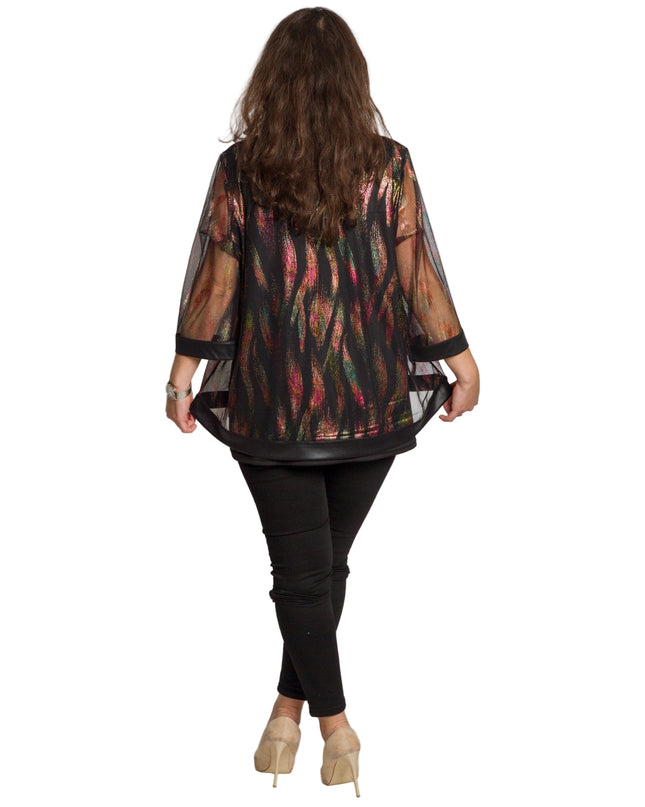Елегантна разкроена туника 3/4 ръкави в големи размери