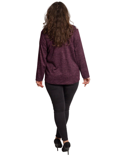 Бордо права туника с абстрактен принт и обло деколте