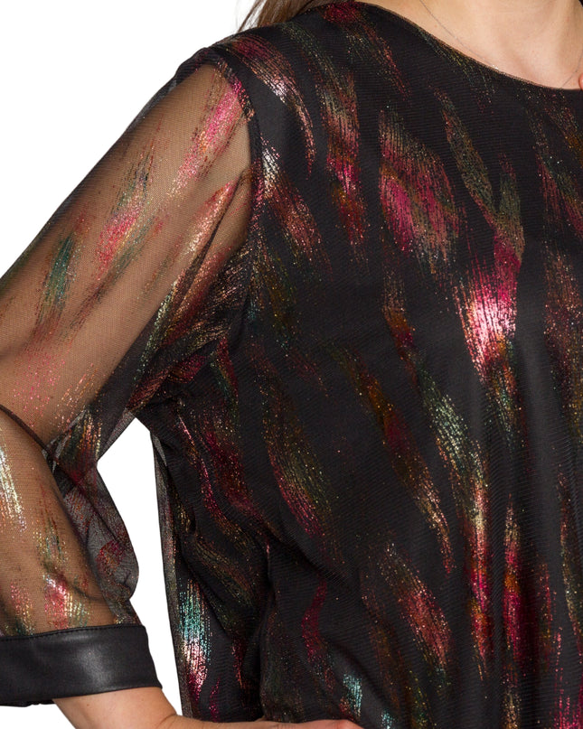 Елегантна разкроена туника 3/4 ръкави в големи размери