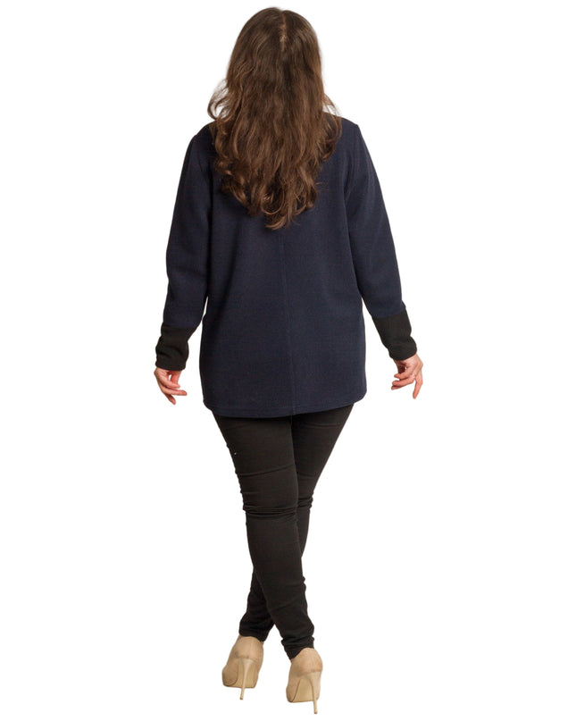 Дамски жакет в големи размери в тъмносин цвят