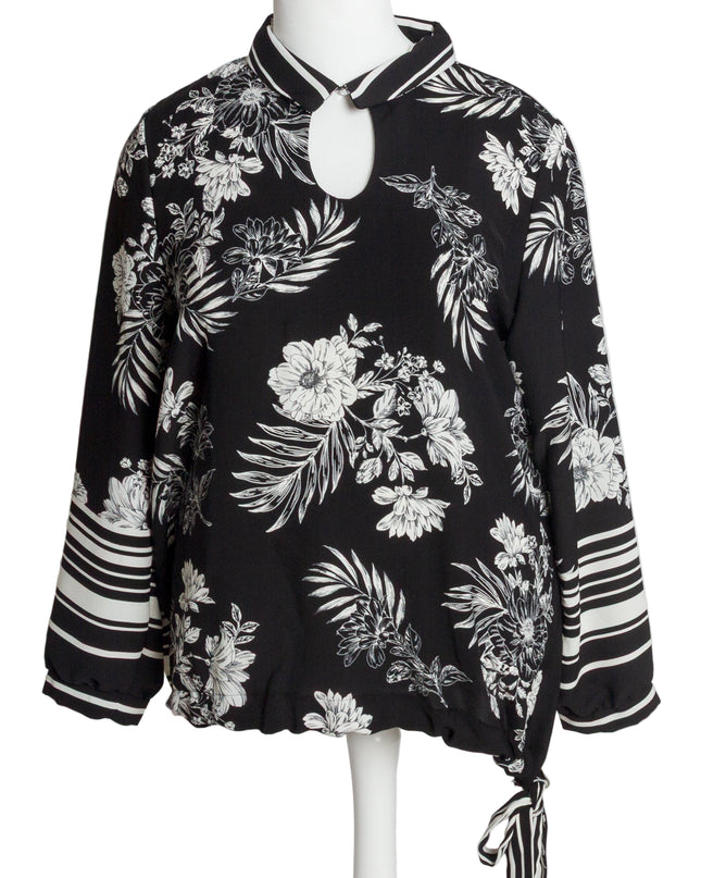 Риза в макси размери с флорален принт и V-образно деколте