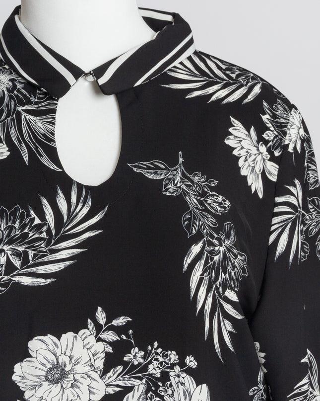 Риза в макси размери с флорален принт и V-образно деколте