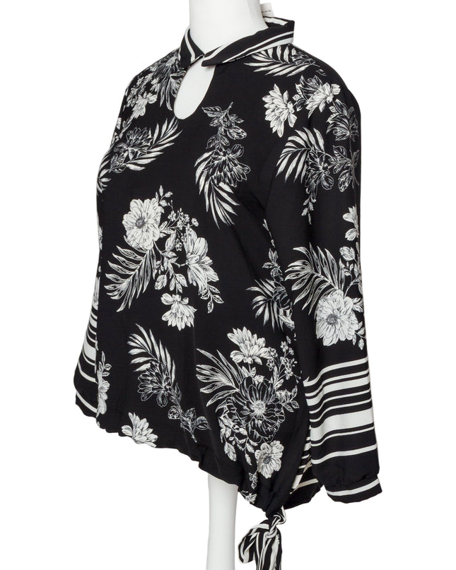 Риза в макси размери с флорален принт и V-образно деколте