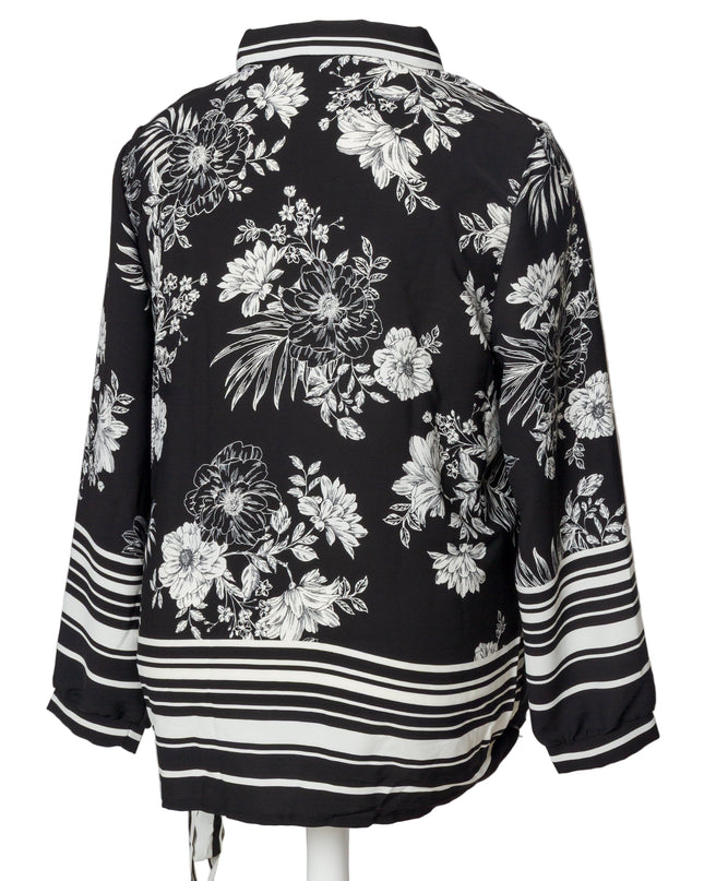 Риза в макси размери с флорален принт и V-образно деколте