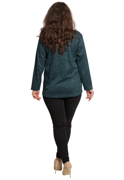 Зелена туника с геометричен принт и декоративни копчета