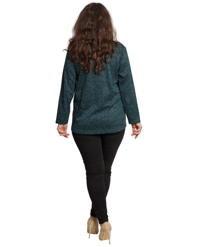 Зелена туника с геометричен принт и декоративни копчета