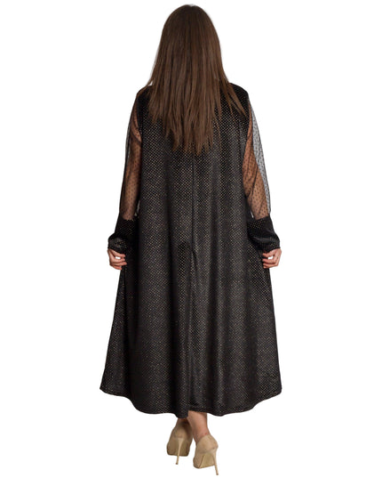 Дълга официална рокля в черен цвят и разкроена кройка