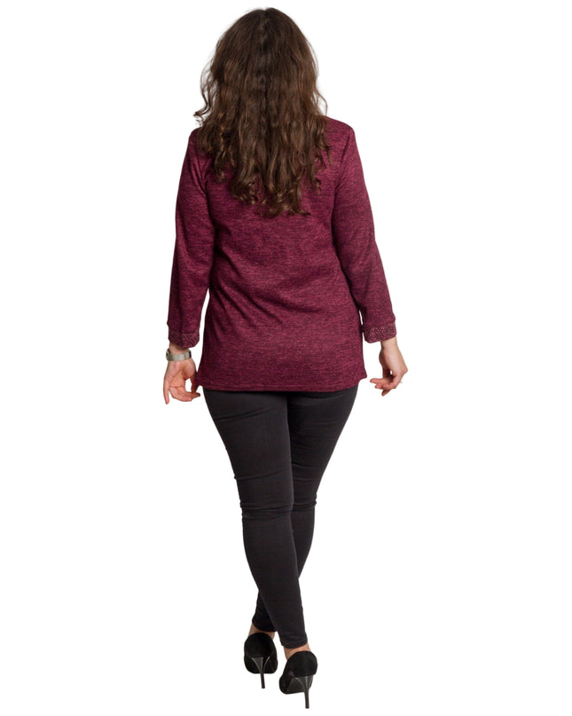 Дамска макси туника в цвят бордо с прав силует