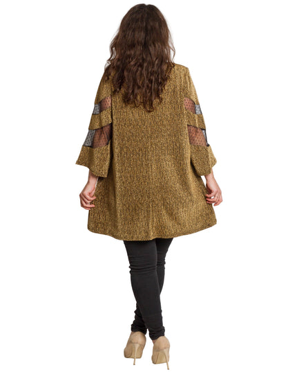 Празнична златиста туника с тюл в големи размери