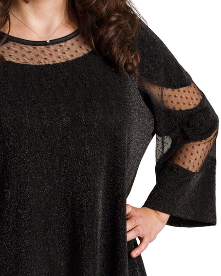 Луксозна черна туника с тюл и три четвърт ръкави