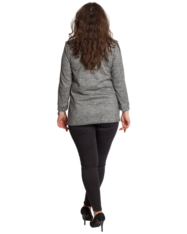 Сива туника с декоративен цип и прав силует