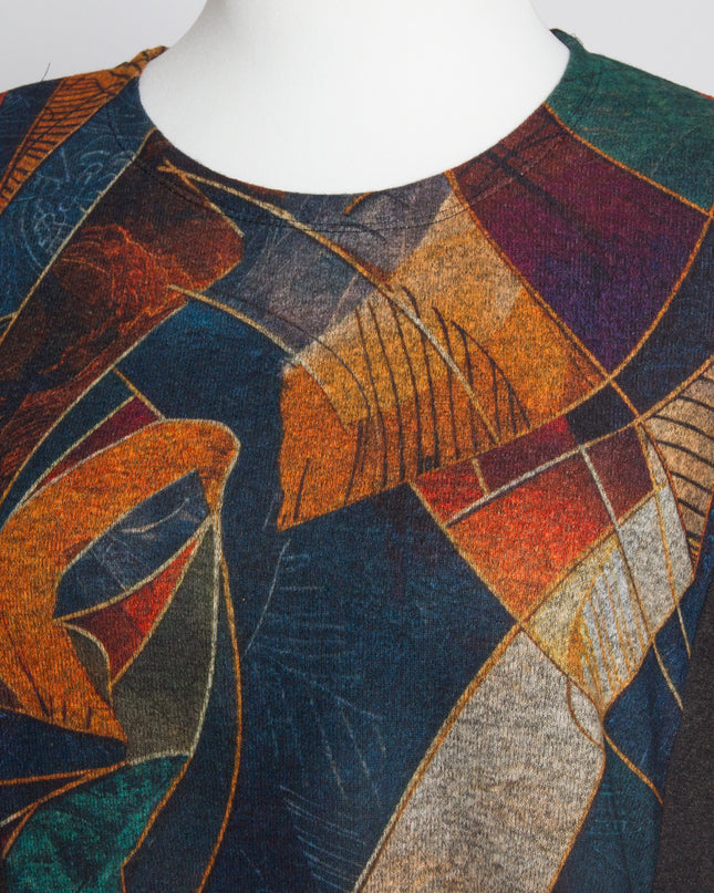 Тъмносива макси туника с геометричен мотив и джобчета