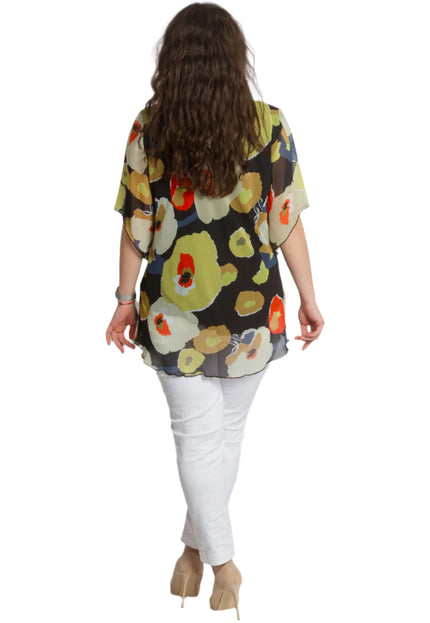 Шифонена туника в флорален десен и свободна кройка