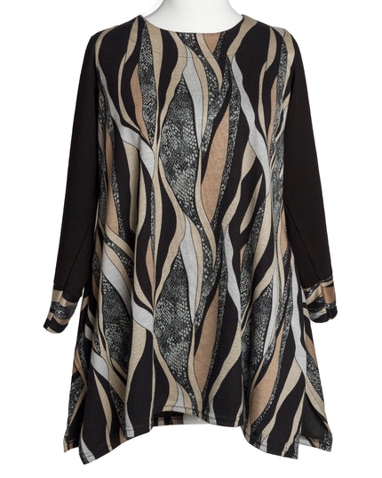 Елегантна туника в големи размери с вълнообразен десен