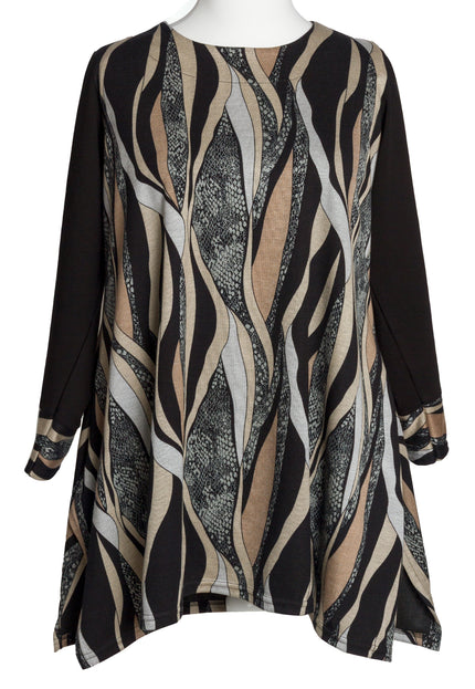 Елегантна туника в големи размери с вълнообразен десен