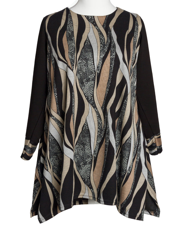 Елегантна туника в големи размери с вълнообразен десен