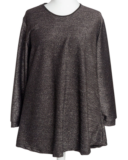 Елегантна свободна туника с блестящ десен в големи размери