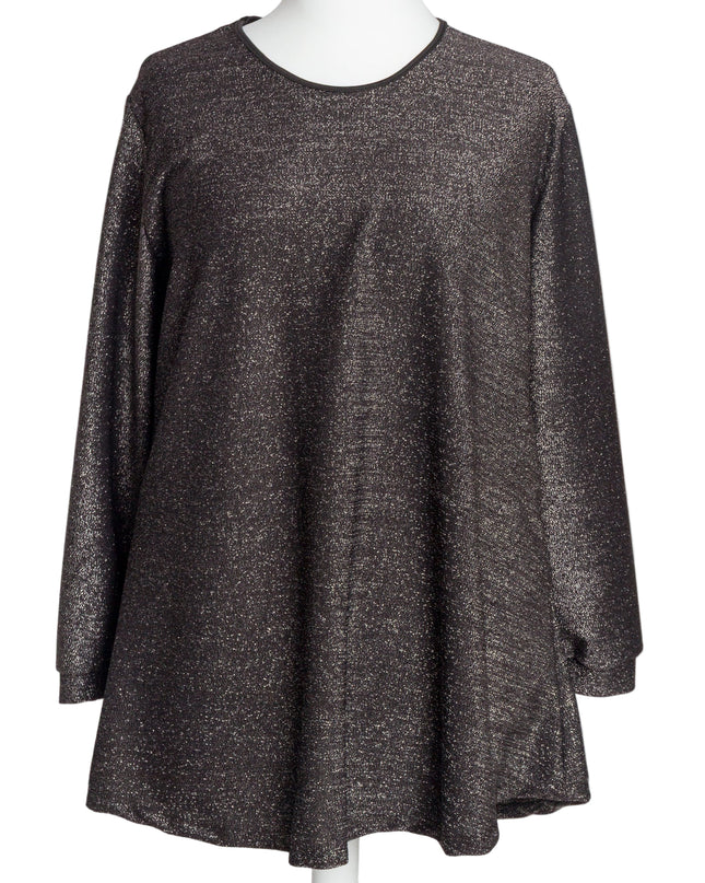 Елегантна свободна туника с блестящ десен в големи размери