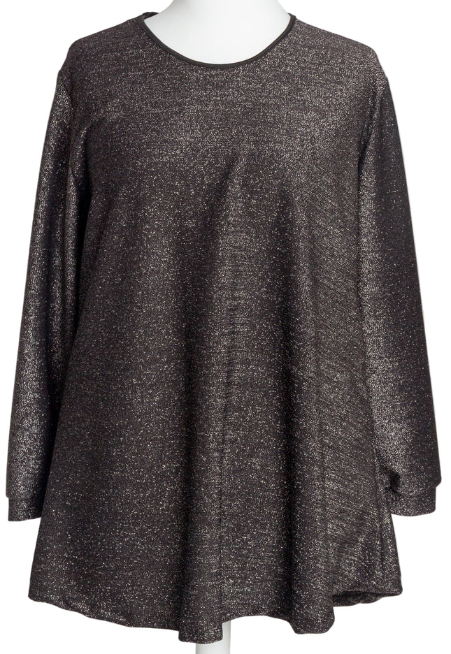 Елегантна свободна туника с блестящ десен в големи размери