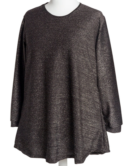 Елегантна свободна туника с блестящ десен в големи размери