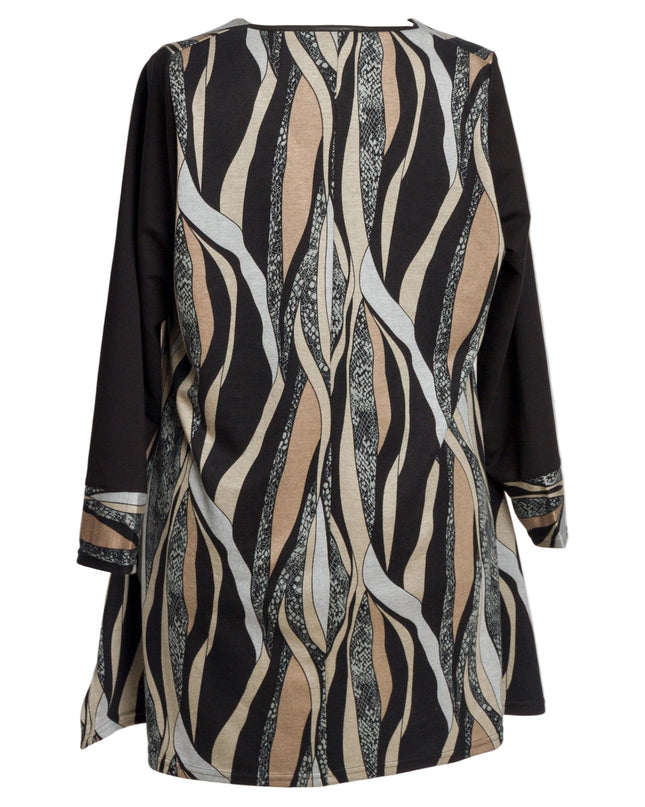 Елегантна туника в големи размери с вълнообразен десен