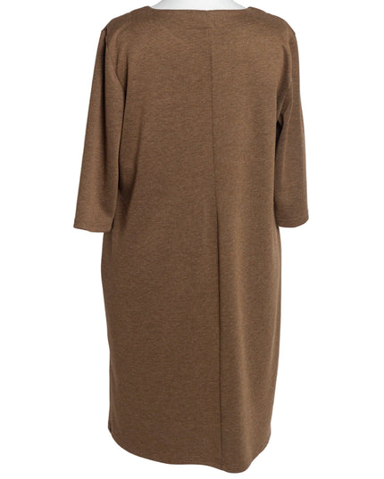 Елегантна кафява рокля с декоративни камъни в големи размери