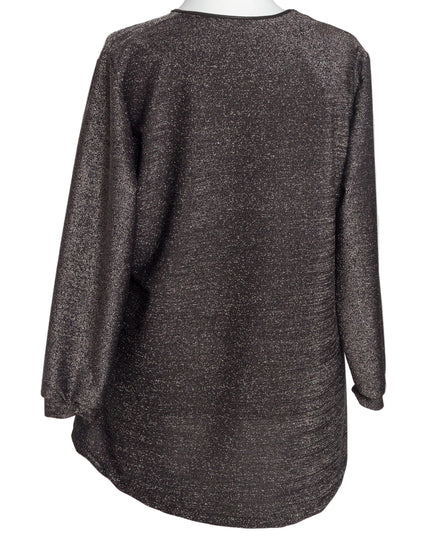 Елегантна свободна туника с блестящ десен в големи размери