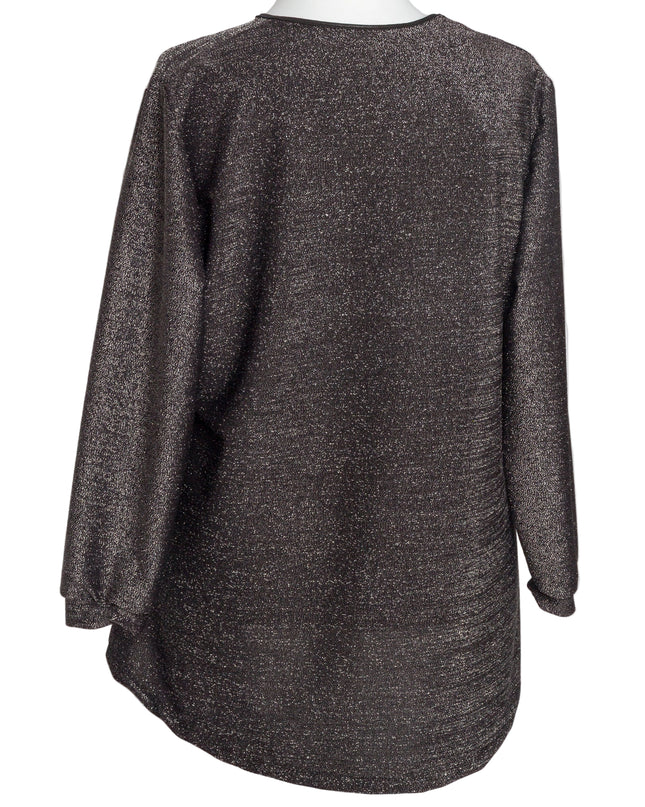 Елегантна свободна туника с блестящ десен в големи размери