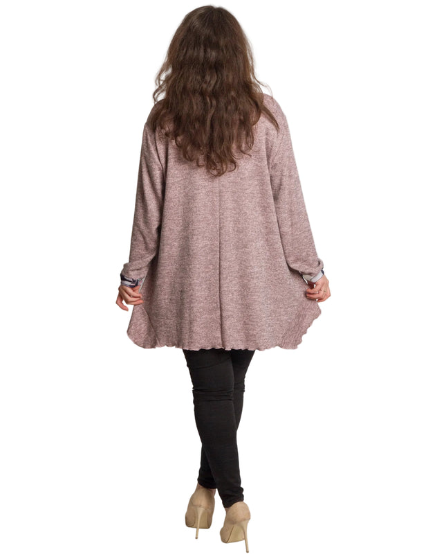 Разкроена туника в големи размери в цвят пудра