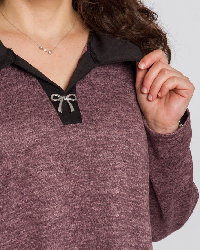 Дамска туника в пепел от рози с права кройка в големи размери