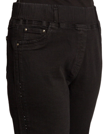 Черни еластични дънки с висока талия и свободна кройка