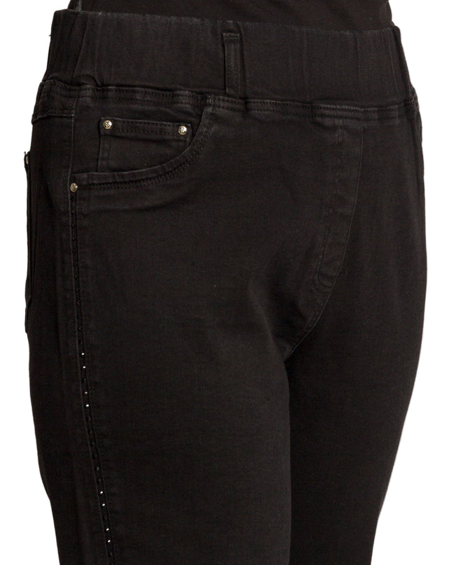 Черни еластични дънки с висока талия и свободна кройка