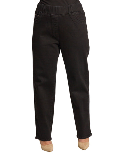 Черни еластични дънки с висока талия и свободна кройка