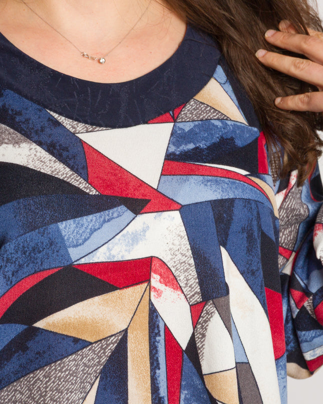 Многоцветна туника с права кройка в големи размери