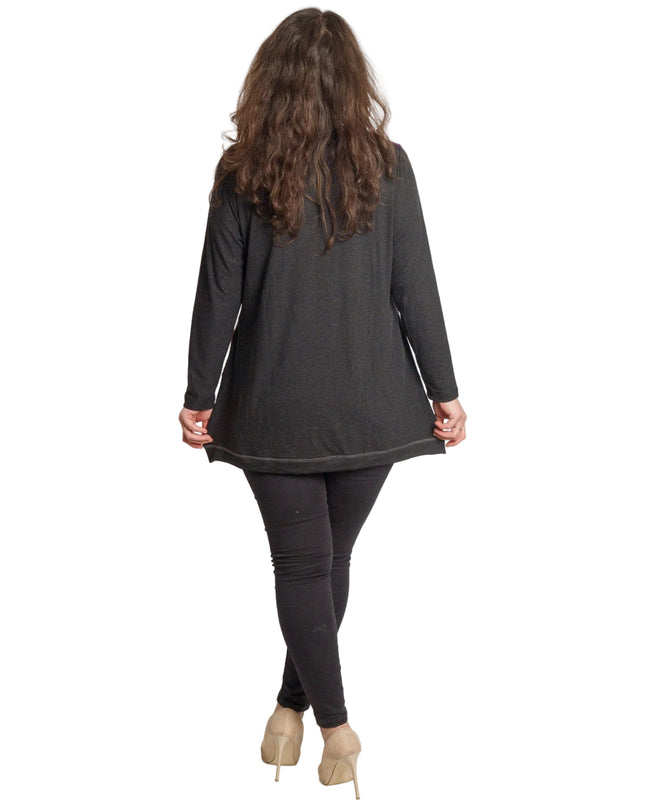 Тъмносива макси туника с живописен цветен ефект