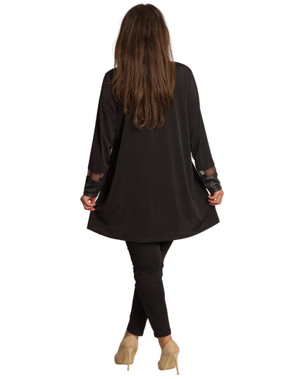 Черна туника с камъни и надпис Fashion в големи размери