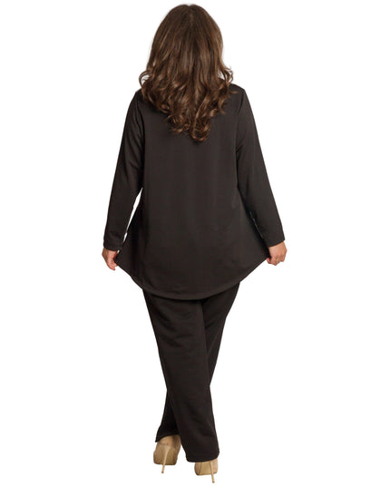 Елегантна разкроена туника с акцент от дантела