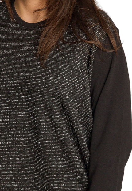 Елегантна черна туника със сребрист десен и джобчета