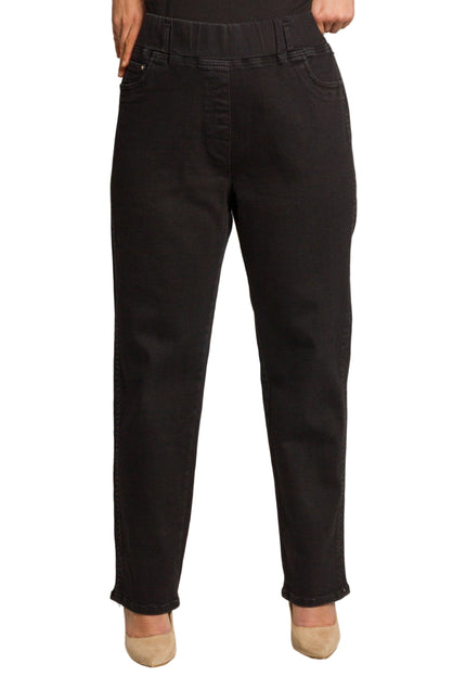 Черни еластични дънки с висока талия и свободна кройка