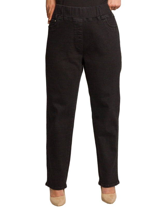 Черни еластични дънки с висока талия и свободна кройка