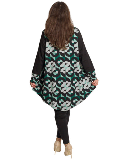 Дълга асиметрична туника с геометричен принт и еко кожа