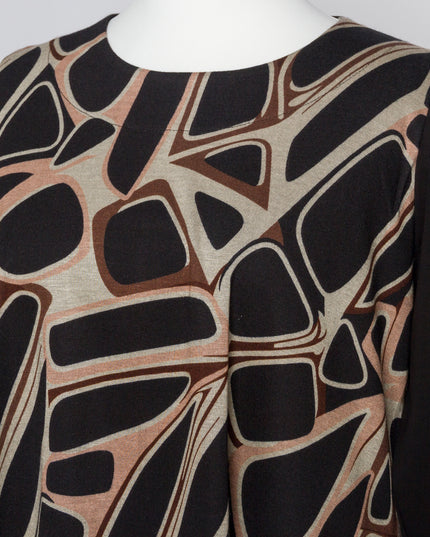 Макси туника с абстрактен десен и разкроена кройка