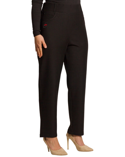 Черен дамски панталон с висока талия в големи размери