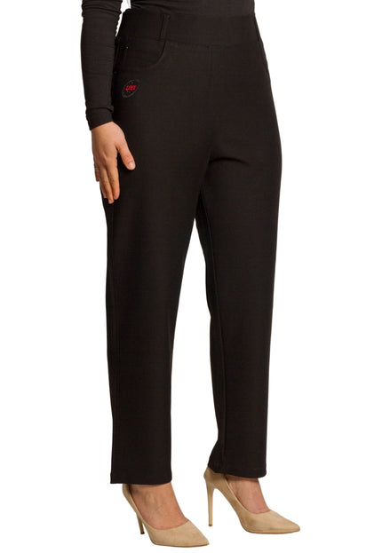 Черен дамски панталон с висока талия в големи размери