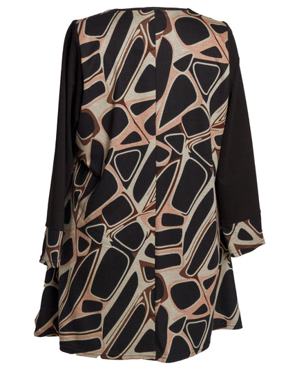 Макси туника с абстрактен десен и разкроена кройка