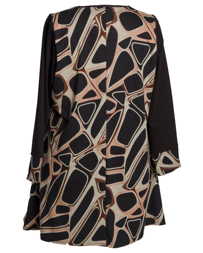 Макси туника с абстрактен десен и разкроена кройка